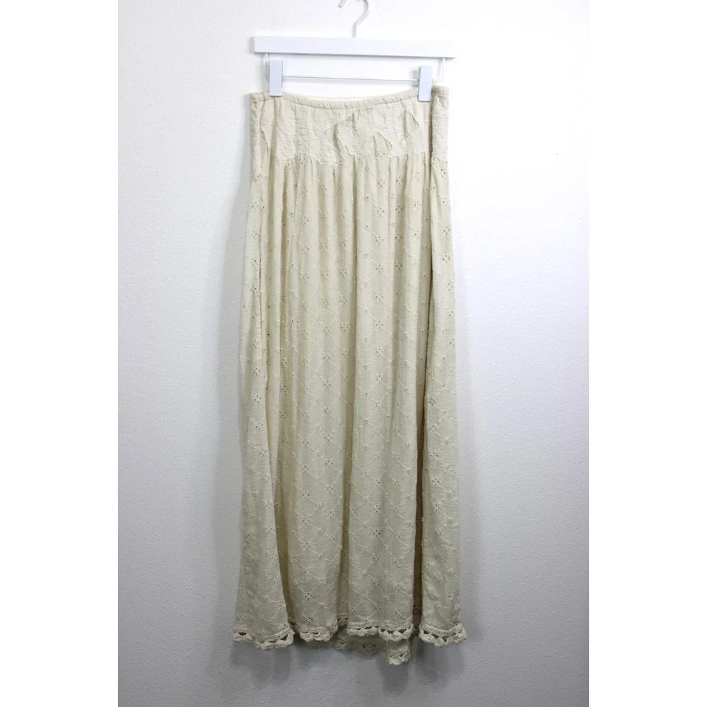 Free People Meant to Be Eyelet Strapless Midi Dress Boho Cottagecore Size S